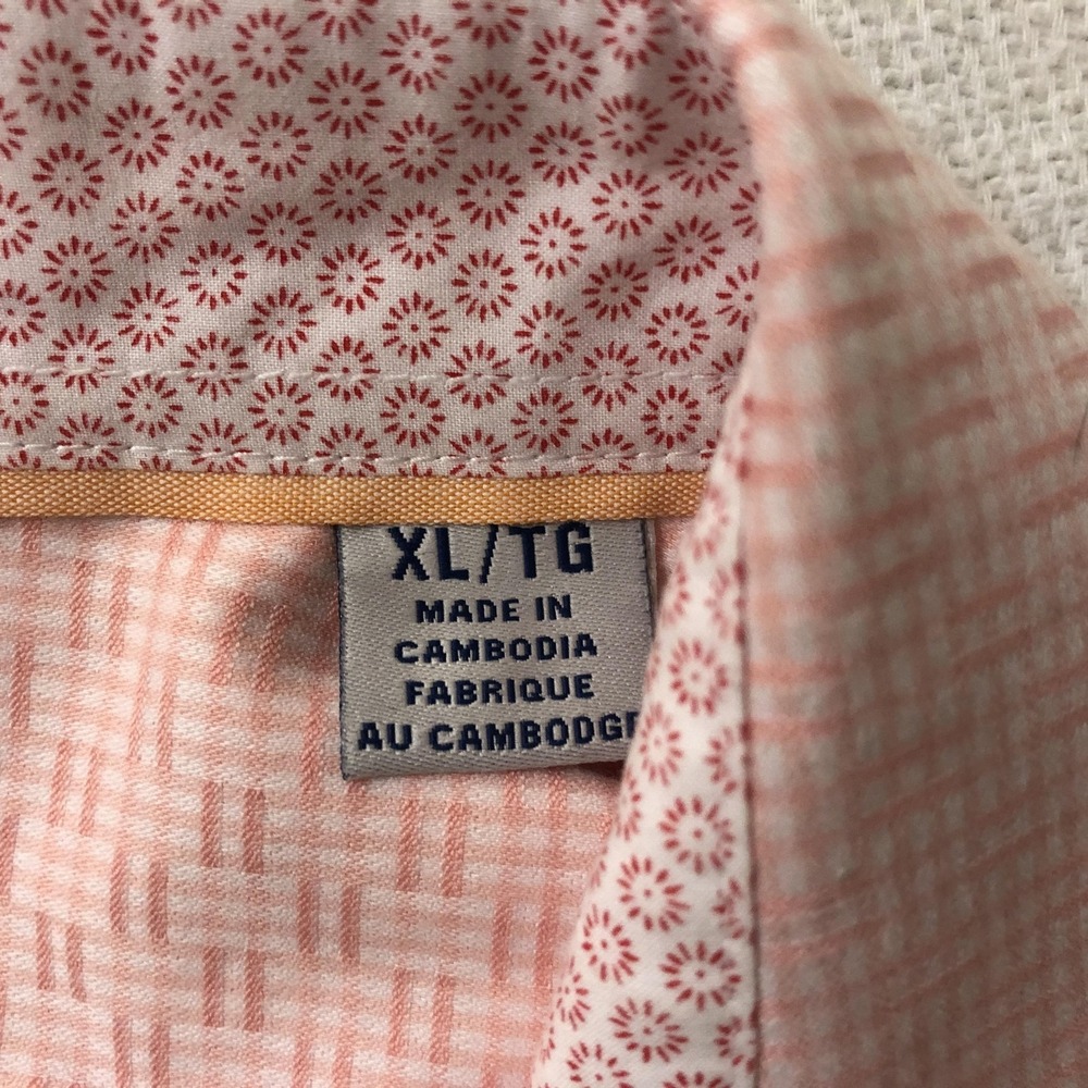 Tommy Bahama Mens XL Pink Check Sarasota Stretch Long Sleeve Button Front Shirt - Picture 6 of 11